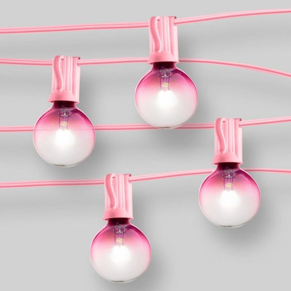 20ct Outdoor String Lights G40 Warm Ombre Bulbs - Pink Wire - Room Essentials - Picture 1 of 1